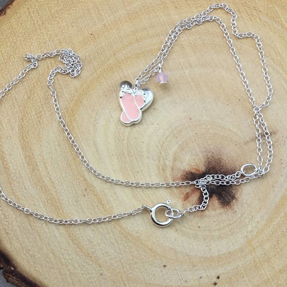 Girls Ballet Slippers Sterling Silver Swarovski Necklace
